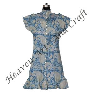 Robe en coton bohème de créateur imprimé en blocs style indien pour femmes, vêtements d'été pour fêtes, mode ethnique, vêtements indiens et pakistanais - Product Image 1