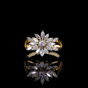 Pear & Marquise Shape Lab Grown <b>Diamond</b> Flower <b>Ring</b> | Luxury Floral <b>Diamond</b> <b>Ring</b> for Wedding, Party & Gifting - Product Image 1