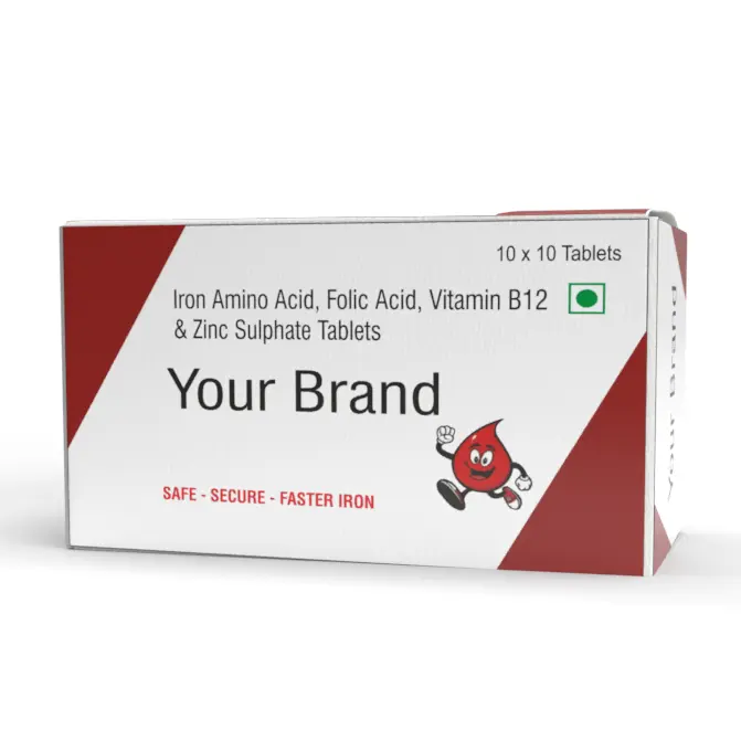 Özel etiket düşük fiyat sıcak satış Amino asit folik asit demir Tablet toplu kalite hint üretici için en iyi fiyat