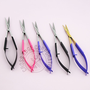 Best Seller Eyebrow Cuticle Spring Scissors Russian Lash Trimming Stainless Steel Pointed Tips Precision Cutting Tool - Product Image 1