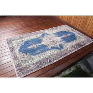 Alfombra Vintage de 3.7x6.2 pies, Alfombra Azul Marroquí de Lana - Product Image 2