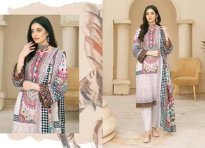 Kameez Shalwar pour femmes, design en coton / lawn, costumes Shalwar Kameez brodés en coton / lawn, costumes pakistanais Salwar Kameez - Product Image 2