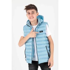 Gilet da ragazzo gilet gonfiabile con cappuccio Ak215051 gilet da bambino blu bambino comodo per i ragazzi senza maniche cappuccio rimovibile