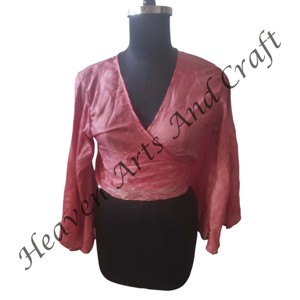 Bikini Cover Up Crop Top La mayoría de las tendencias Mujeres Deep V Tie Up Shirt Casual Silk Wrap Top Blusa Ropa de fiesta Ropa de verano Top reciclado - Product Image 4