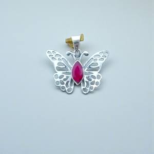 จี้เงินรูปผีเสื้อ ทำมือ เงินแท้ 925 ประดับพลอยทับทิม ราคาขายส่ง - Product Image 2