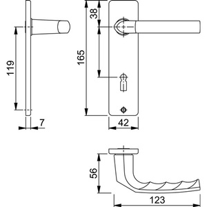 Juego de Manijas para Puerta y Ventana HOPPE Birmingham 1117/202KP/AP, Cuadro Corto, Aluminio F2 OB, Palanca Cuadrada - Product Image 3