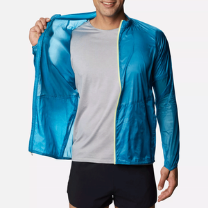 Vestes coupe-vent personnalisées et imperméables pour l'extérieur Veste à fermeture éclair complète Polyester Nylon Vestes de randonnée décontractées pour hommes - Product Image 2