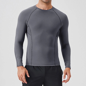 Hot Sale Quick Dry & Comfortable Men's Rash Guard Solid Color Long Sleeves Rashguard Workout Fitness Wear Sports T-Shirt - Product Image 6