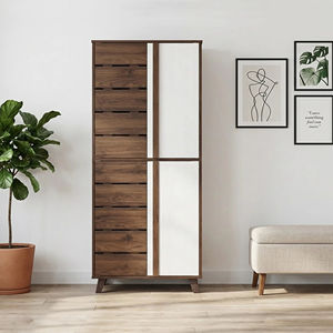 Étagère à chaussures contemporaine de luxe à 8 niveaux, démontable, SC603, noyer colombien, panneau de particules blanc, armoire à chaussures, entrée de la maison, salon - Product Image 1