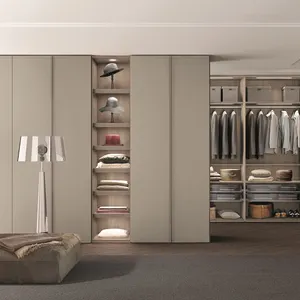 Módulo JY moderno armario de madera dura blanca armario puerta corredera tablero de madera contrachapada armarios muebles de dormitorio