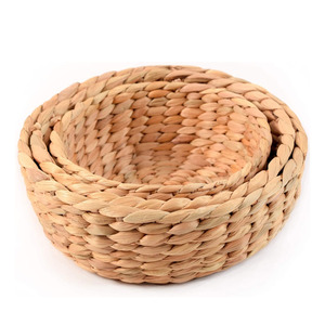 Cesta circular de jacinto de agua, contenedor pequeño, cestas tejidas en forma de cuenco para servir frutas y aperitivos - Product Image 1