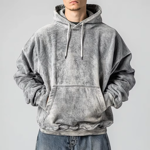 Sweat à capuche pour hommes de haute qualité 400 GSM tricoté à l'acide 100% coton coupe surdimensionnée longue hiver Style High Street - Product Image 6