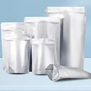 Autocollants en feuille d'aluminium pour le stockage des aliments Logo personnalisé Lb Gallon Pound Comestible Heat Seal Résistant aux enfants Sacs refermables en Mylar debout