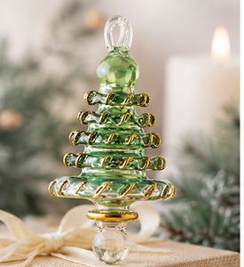 Ornement de Noël en verre fait main à plusieurs niveaux avec accents en or 24 carats et boucle de suspension intégrée |   Décoration d'intérieur de luxe personnalisable - Product Image 4
