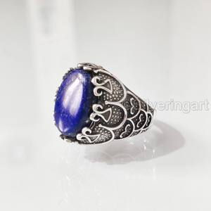 Anillo de Plata de Ley 925 con Piedra Preciosa de Lapislázuli Afgano Natural para Hombre, Venta al por Mayor, Todas las Tallas, Regalo de Navidad, Joyería Fina Árabe - Product Image 2