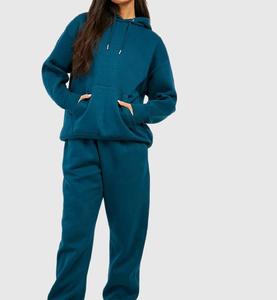 Top Set Relaxed Fit Dos piezas 100% Algodón Pullover Chándal Transpirable Suave Fleece Liso Teñido Patrón sólido a precio barato - Product Image 5