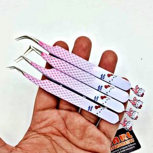 Ensemble de pinces à cils avec logo personnalisé Hello Kitty, pinces à cils à double réglage, pointes en fibre de couleur, fournitures pour cils - Product Image 4