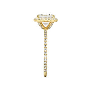 Bague en Moissanite 2 carats taille Asscher avec halo caché en or rose - Product Image 6