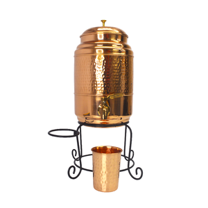 Juego de Dispensador de Agua de Cobre Martillado Premium, Tanque de Cobre Puro con Grifo de Latón y 2 Vasos, Almacenamiento de Agua Ayurvédico Tradicional - Product Image 2