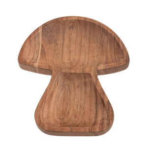 Plateau de service en bois en forme de champignon fait à la main, plat décoratif élégant, vaisselle tendance en bois naturel à deux sections - Product Image 1