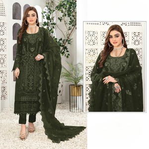 Diseñador Heavy Pure Fox Georgette con bordado pesado traje pakistaní ropa de fiesta - Product Image 5