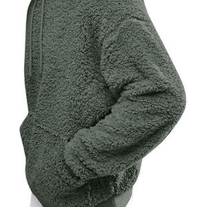 Nueva llegada de los hombres Sherpa sudaderas con capucha de lana con logotipo personalizado patrón sólido liso teñido invierno precio al por mayor ofrecido - Product Image 5