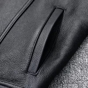 Transpirable estilo caliente Biker hombres cuero genuino cintura abrigo alta calidad cuero Real bicicleta de calle alta calidad cuero hombres chaleco - Product Image 4