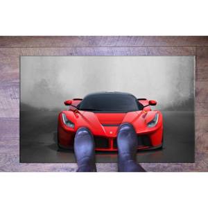 Tapis imprimé sur le thème de Ferrari - Design de voiture classique pour garage et porte d'entrée, tapis fin non tissé - Product Image 5