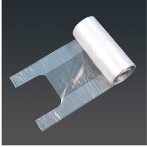 Fabricant de sacs d'épicerie en plastique recyclé avec logo personnalisé, vente en gros, emballage de détail robuste, sacs de shopping HDPE type T-shirt - Product Image 3