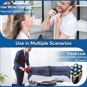 Afeitadora Eléctrica Recargable por USB para Hombre, Afeitadora Rotativa Húmeda/Seca con Cabezal Giratorio, Resistente al Agua IPX7, Mini Afeitadora para Cara y Cuerpo, para Uso en Autocaravanas - Product Image 3