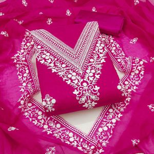 Nuevo lanzamiento Nazanin Traje de material de vestido de algodón y seda de cuatro lados para mujeres Menos Dupatta - Product Image 4