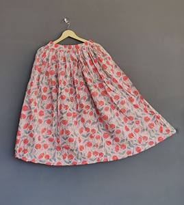 Handmade Women's <b>Long</b> Cotton <b>Skirt</b> with Unique Print Breathable <b>Summer</b> Beachwear with Natural Waistline - Product Image 1