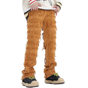 Pantalons empilés décontractés pour hommes de haute qualité toile de couleur unie motif droit léger taille moyenne Top vente pour adultes - Product Image 5