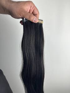 Vente en gros 12A indien Remy Extensions de cheveux naturel noir ruban adhésif Jerry Curls cheveux humains bruts non transformés Machine Double trame 100g - Product Image 6