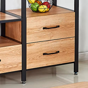 การออกแบบที่ทันสมัยขาตั้งทีวีโลหะขนาดใหญ่พร้อมชั้นวางและถาดไม้ที่ถอดออกได้เฟอร์นิเจอร์บ้านในร่มกลางแจ้ง - Product Image 6