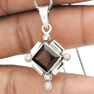Natural Red <b>Garnet</b> Gemstone 925 Sterling Silver Unique Design Pretty <b>Pendant</b> Custom Order Design Fine Jewelry Manufacturer India - Product Image 4
