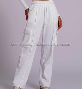 Service OEM Pantalon de survêtement pour femme Pantalon de survêtement ample évasé élastique Pantalon uni pour femme Pantalon de survêtement Baggy ample - Product Image 1