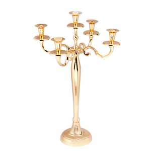 Nuevo último candelabro de cinco brazos de plata al por mayor directo del fabricante candelabros para decoración fiesta boda - Product Image 5