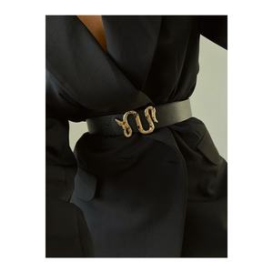 Ceinture pour femme avec boucle serpent, ceinture pour pantalon, ceinture pour veste, ceinture pour robe, ceinture pour chemise - NOIR-OR - Product Image 1