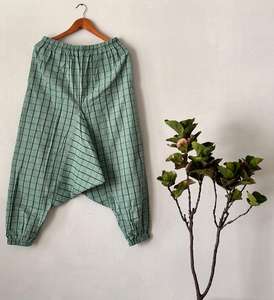 Pantalones bombachos ecológicos informales clásicos para hombre, 100% de algodón, talla libre, ligeros, de cintura alta, con cordón, para Yoga, de lona suelta - Product Image 3