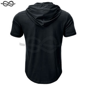 <b>Men's</b> <b>Short</b> <b>Sleeve</b> Print Hooded Pullover <b>Hoodies</b> 100% Cotton Winter Gym Workout Athletic Activewear Casual Fitness - Product Image 4