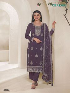 Diseño Moderno, Nuevo, Traje Salwar de Organza de Seda con Bordado de Hilos Múltiples y Lentejuelas, Proveedor Mundial - Product Image 3