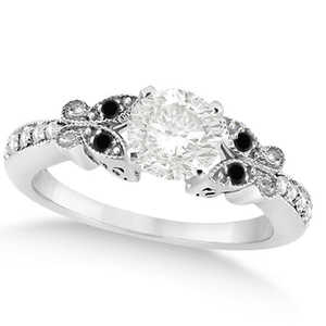 Ensemble de mariée papillon en or plaqué 14 carats, style classique, rond, noir et blanc, avec perle d'eau douce 0,71 ct pour les fêtes - Product Image 3