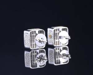 Moissanite redondo brillante corte VVs claridad diamantes Iced Out Pretty 10Kt oro blanco Stud pendientes para Unisex - Product Image 5