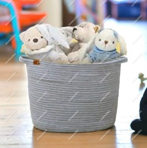 Cesta de almacenamiento de cuerda de algodón tejida personalizada del fabricante, almacenamiento doméstico multifunción para ropa de bebé y juguetes hechos de bambú - Product Image 3