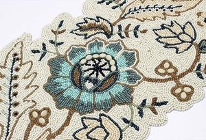 Christmas Decorative and Leaves Design Beaded <b>Runner</b> Placemat <b>Dining</b> <b>Table</b> Fancy Mat Handmade Decorative <b>Runners</b> for Wedding - Product Image 3