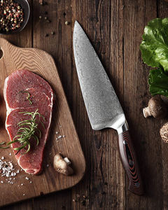 Venta al por mayor personalizado de alta calidad OEM ODM servicio profesional recién llegado hecho a mano ambidiestro Damasco acero Chef cuchillo Pakka - Product Image 5