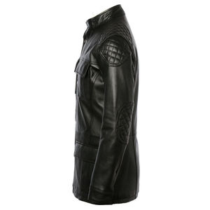 Veste en cuir pour homme à capuche 100% cuir véritable, chaude pour l'hiver, avec logo personnalisé imprimé sur le devant, service OEM disponible - Product Image 5