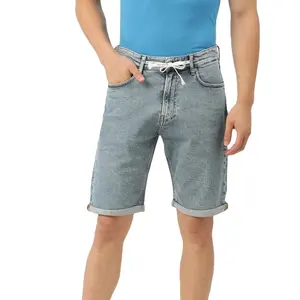 Men Blue Washed Denim Shorts 2024