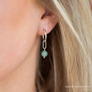 Dainty Green Aventurine Jade Look <b>Hoop</b> Earrings Beaded Natural Handmade Everyday 925 <b>Sterling</b> <b>Silver</b> Bridesmaid Keepsake - Product Image 1